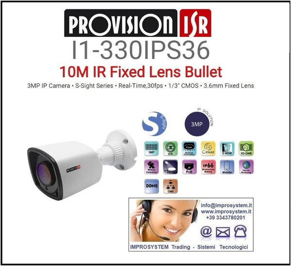 PROVISION ISR  I1-330IPS36 TELECAMERA IP S-SINGHT 3MP